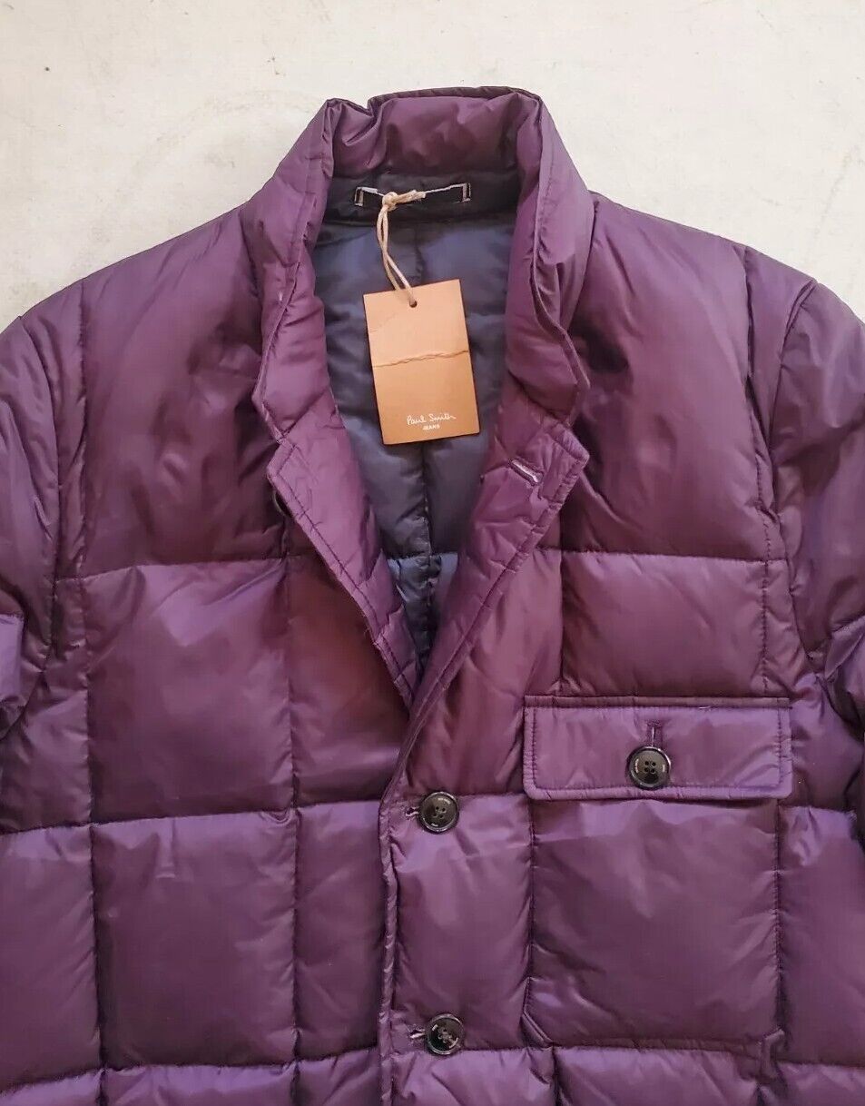 PAUL SMITH Puffer Jacket Blazer Cut Aubergine Purple Duck Down Mens M Slim Fit