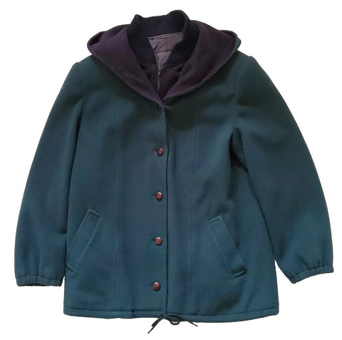 MACKINTOSH Vestcoat Coat Jacket Womens Uk 14 Green Pure Wool Made In USA