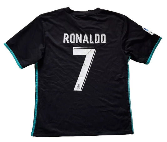 Ronaldo 7 Real Madrid 2017 18 Away  Shirt Mens L Black Champions Gold Patch