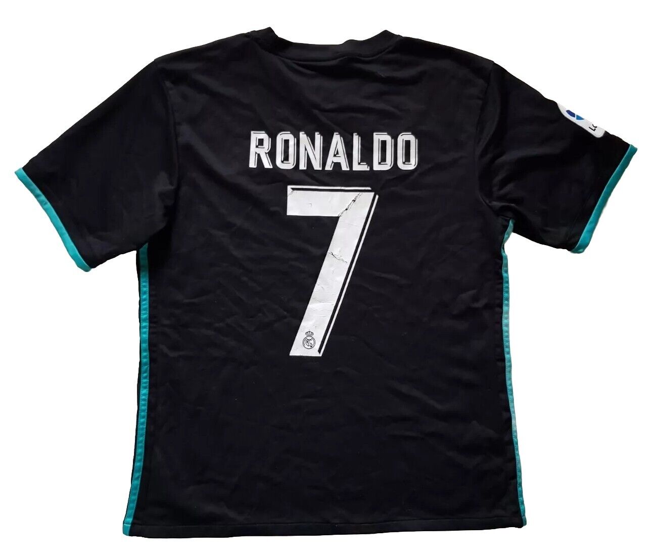 Ronaldo 7 Real Madrid 2017 18 Away  Shirt Mens L Black Champions Gold Patch