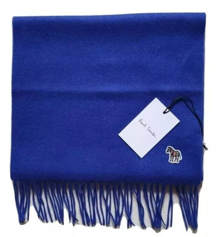 PAUL SMITH Scarf Zebra Royal Blue Pure Lamswool Made in UK