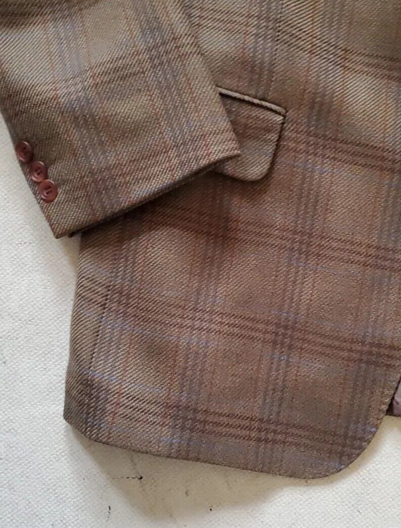 DAKS Tweed Jacket Blazer Mens 38 R Wool Prince Of Wales Check Vintage 90's