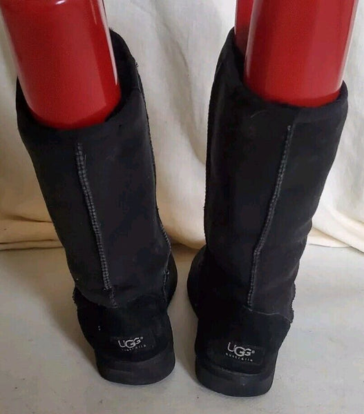 UGG Boots Classic Mid Calf Womens Uk 4 Eu 37 Black Suede Shearling Lining