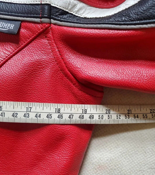 Triumph Leather Biker Jacket Mens S Cafe Racer Red Black White RRP £425