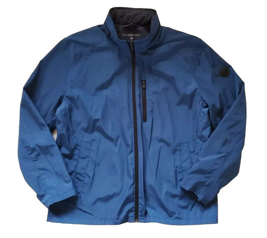 MICHAEL KORS Bomber Jacket Mens XL Teal Blue Black Trim - Mint Condition