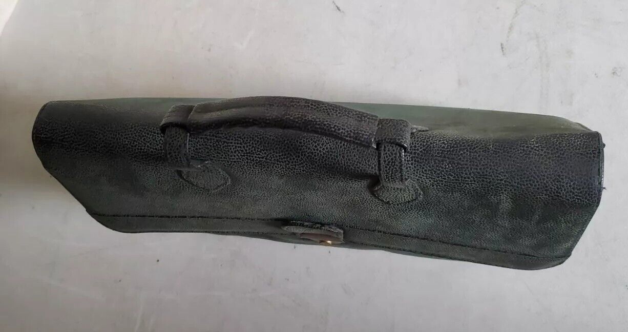 Vintage Satchel Laptop Bag British Racing Green Pebbled Nubuck Leather 1990's