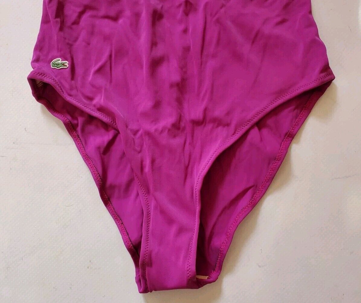 LACOSTE Bikini Swimsuit 1 Piece Size M Berry Purple New With Pouch