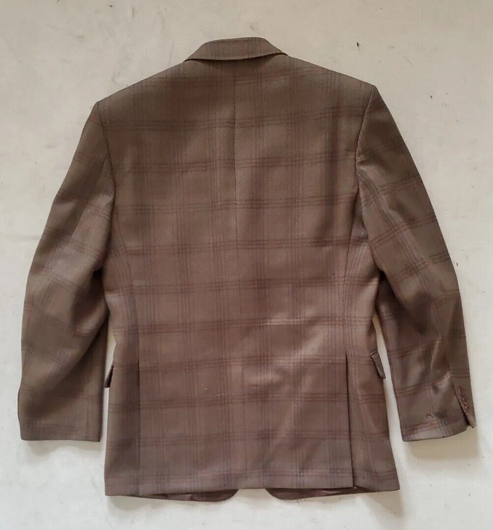 DAKS Tweed Jacket Blazer Mens 38 R Wool Prince Of Wales Check Vintage 90's