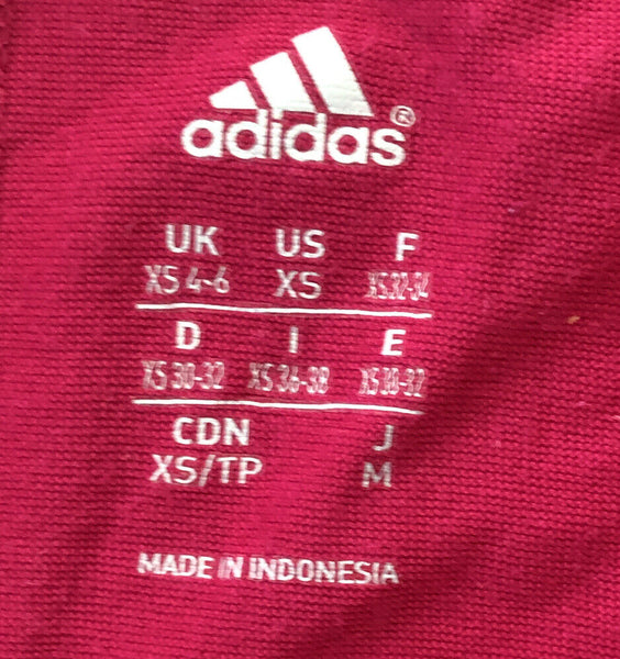 ADIDAS T Shirt Tshirt Womens XS Pink Stretch Triple Stripe In Orange
