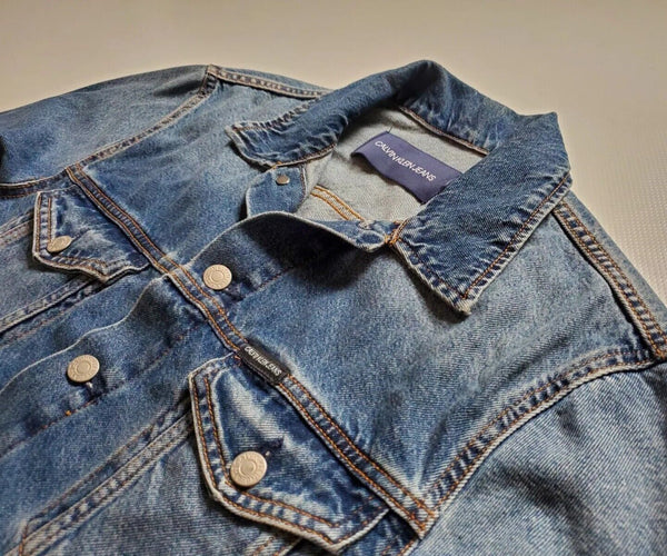 Calvin Klein CKJ Denim Jacket Mens S Trucker Vintage Blue Cotton