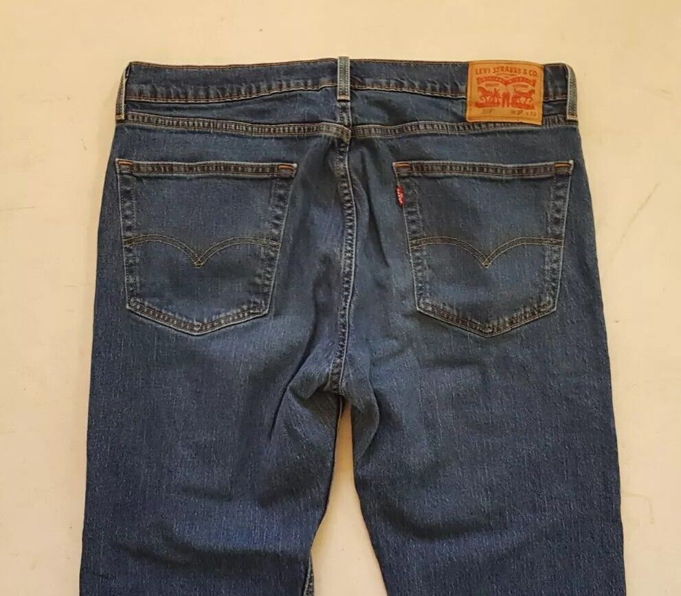LEVIS 505 Jeans Mens W 36 L 32 Vintage Blue Stretch Denim Red Tab Regular Fit