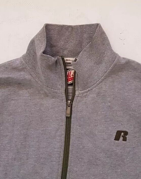 Vintage RUSSELL ATHLETIC Zip Top Sweatshirt Mens S Regular Fit Marl Grey Jersey