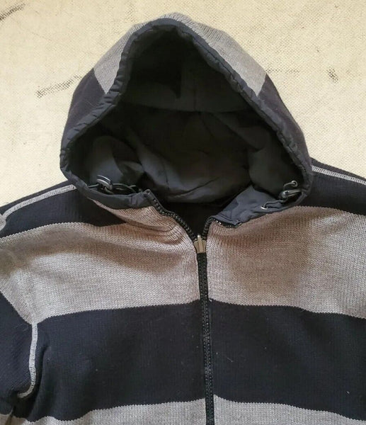 SCHOTT Jacket Coat Reversible Mens XL Black Grey Hooded Waterproof and Knit