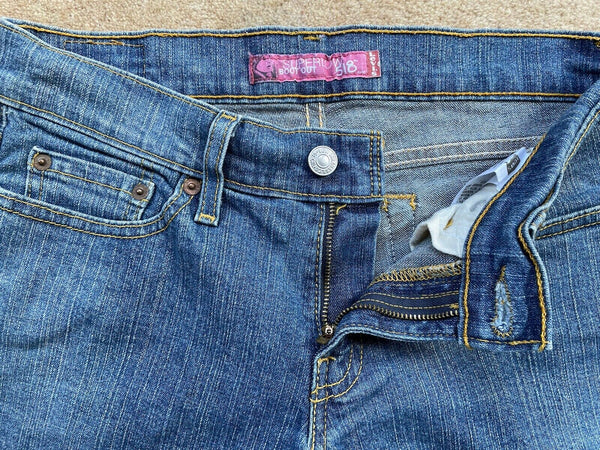 Womens Levis Jeans 518 Bootcut W 28 L 29 Blue Denim Red Tab C7