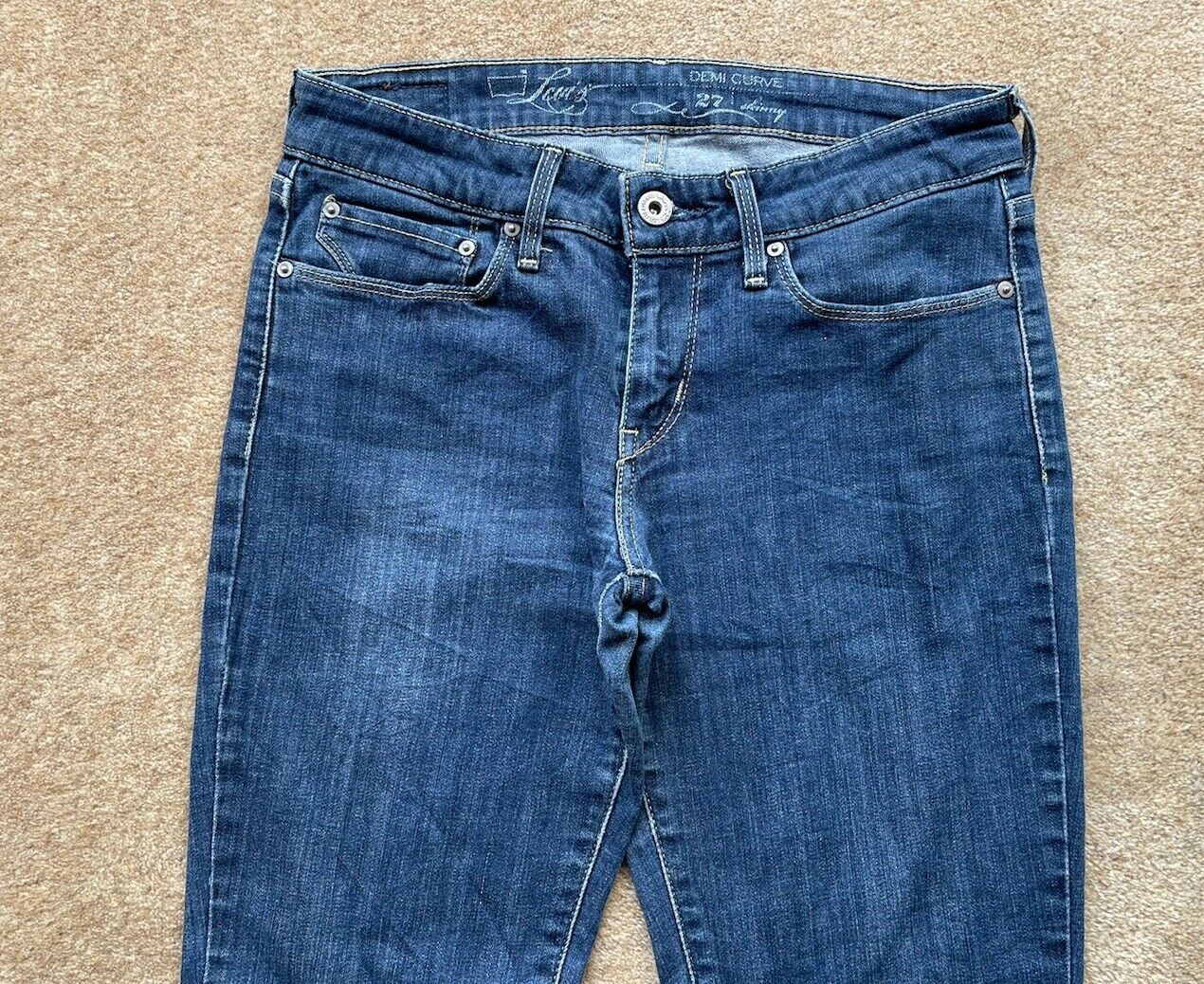 Womens Levis Jeans Demi Curve Skinny W 28 L 27 Blue Denim Red Tab C9