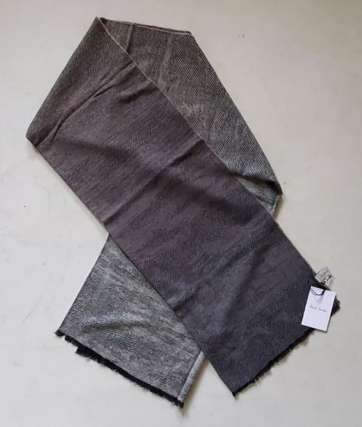 PAUL SMITH SCARF Mens Cashmere Wool XL Size Monochrome Fade Made in UK