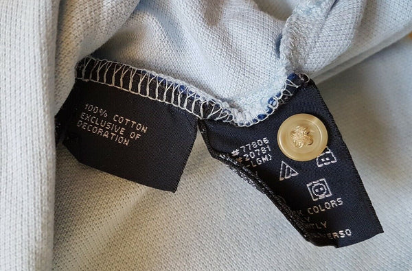 TOMMY HILFIGER Polo Shirt Mens L Pale Blue Cotton Regular Fit Flag Logo