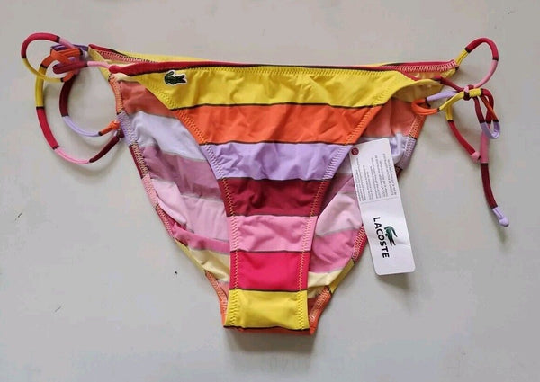 LACOSTE Bikini Swimsuit 2 Piece Halter Neck Size M Striped New With Pouch