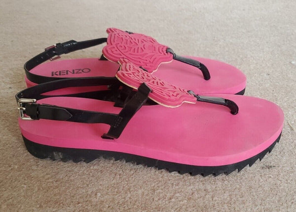 KENZO Sandals Strappy Tiger Womens Uk 4 Eu 36 Pink Boxed Worn Once Rrp £140