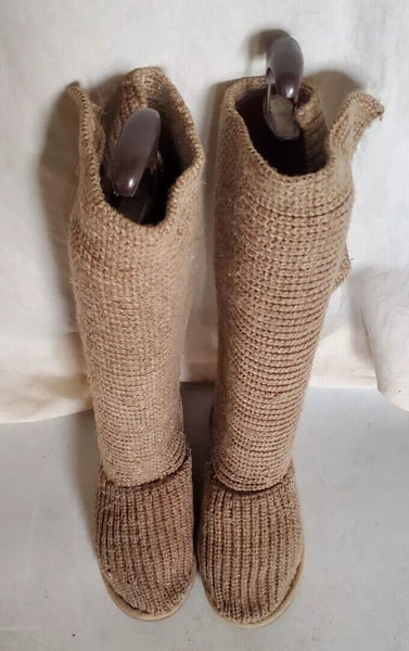 UGG Boots Classic Cardy Knit Sweater Sock Wheat Womens Uk 4 - Read Description