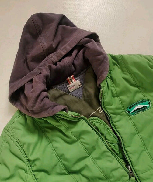 Vintage Tommy Hilfiger Jacket Y2K Mens L Padded Baseball Varsity Puffer Green