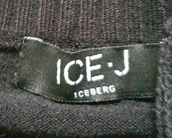 ICEBERG ICE-J Cropped Cardigan Sweater Full Zip Top Womens S Black Stretch