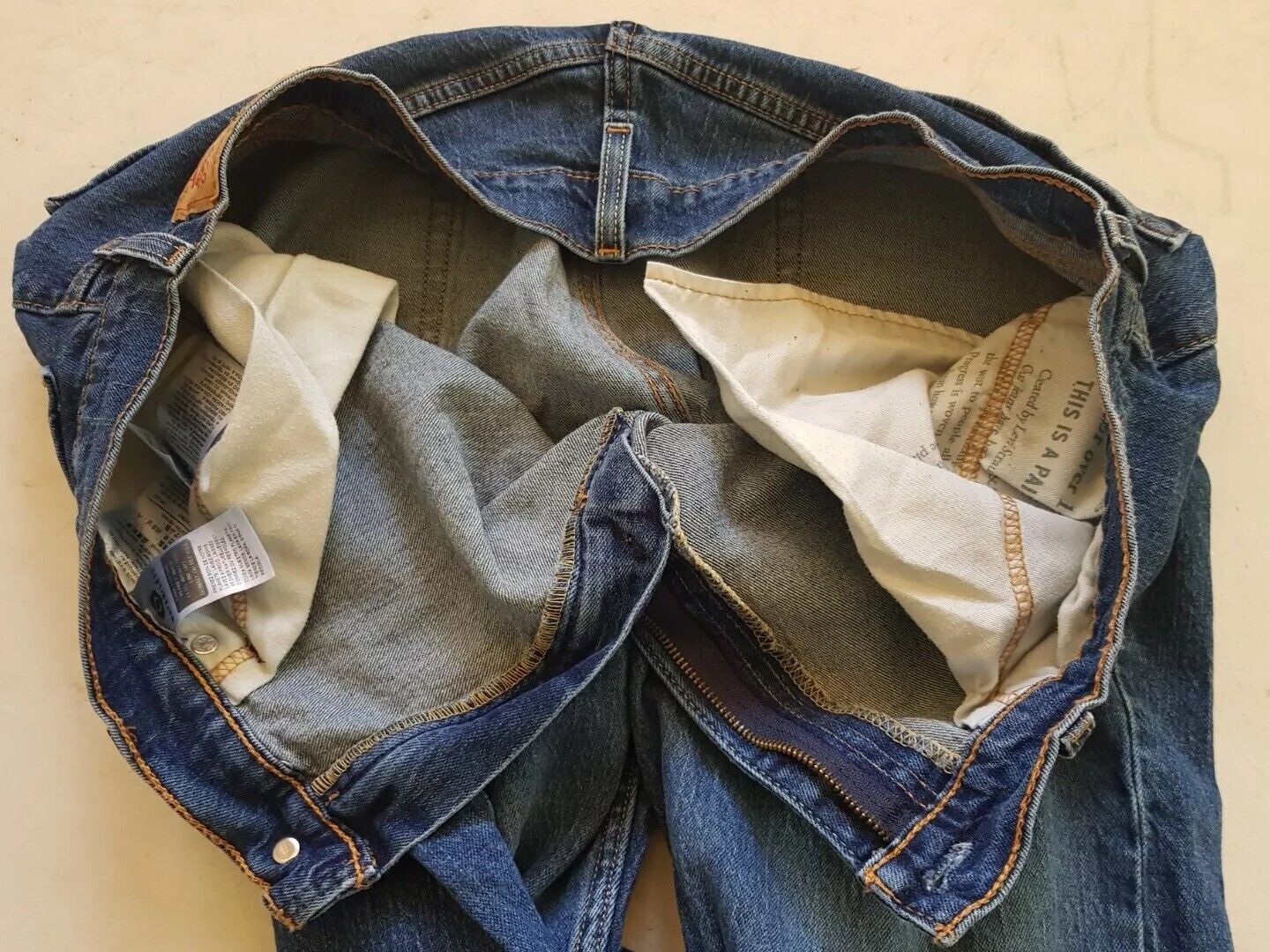 LEVIS 505 Jeans Mens W 36 L 32 Vintage Blue Stretch Denim Red Tab Regular Fit