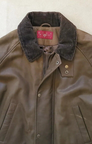 Olly And Co Leather Coat Mens S Field Jacket Green