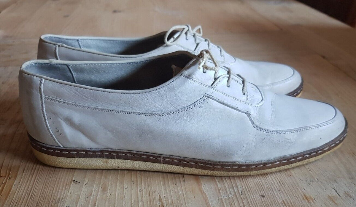MARINOZZI Shoes Mens Uk 8 Eu 42 Cream Leather Handmade in Italy