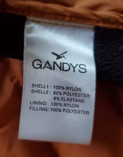 Gandys Explorer Puffer Jacket Coat Mens M Womens L Orange Grey Hooded Quilted