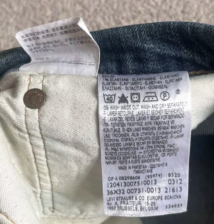 LEVIS 751 Jeans Mens W 36 L 32 vintage blue denim red tab regular fit A147