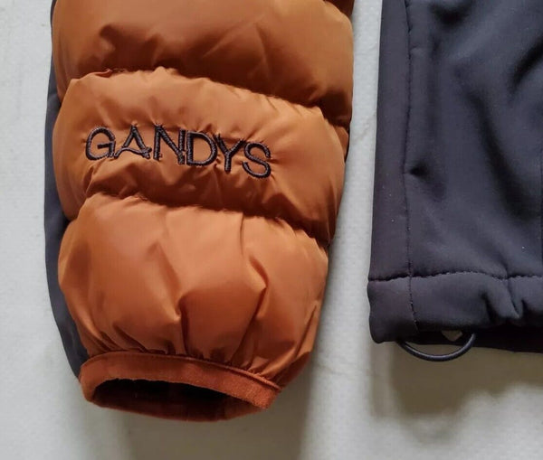 Gandys Explorer Puffer Jacket Coat Mens M Womens L Orange Grey Hooded Quilted