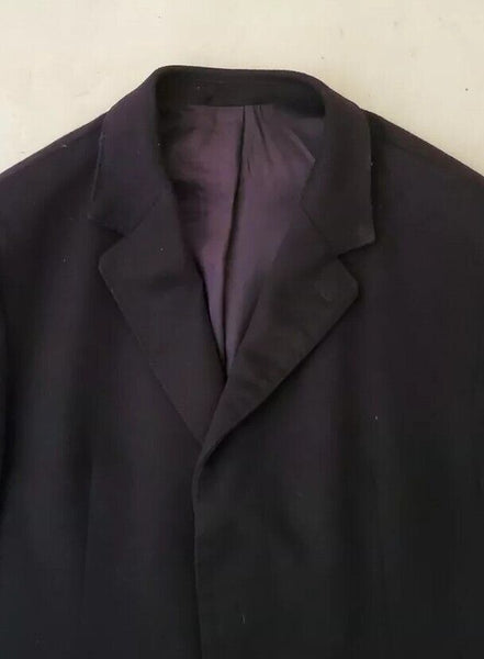 Vintage Dehavilland Overcoat Long Coat Mens L Navy Blue Cashmere Wool