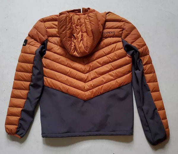 Gandys Explorer Puffer Jacket Coat Mens M Womens L Orange Grey Hooded Quilted