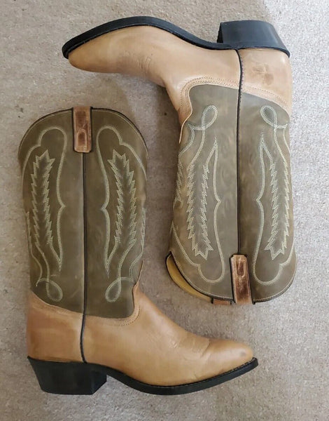 TEXAS BRAND BOOTS Mens UK 10 EU 44 USA 10.5 Embroidered Tan Leather Rrp $490