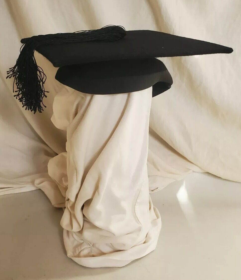 Ravenscroft Willis Mortar Board Black Wool Graduation Size 6 7/8 - Worn Once