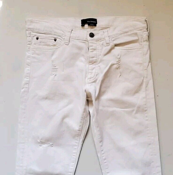 THE KOOPLES Jeans Womens W 29 L 30 Fitted White Stretch Denim Skull Detail