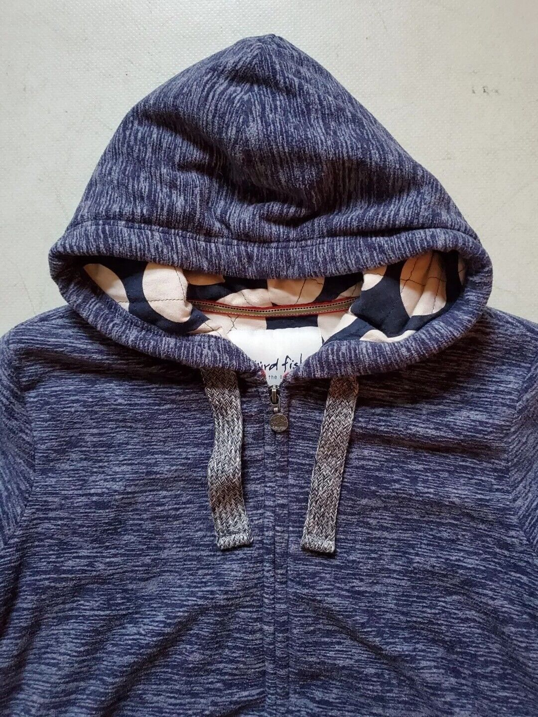 WEIRD FISH Hoodie Fleece Quilted Full Zip Mottled Blue Womens UK 12