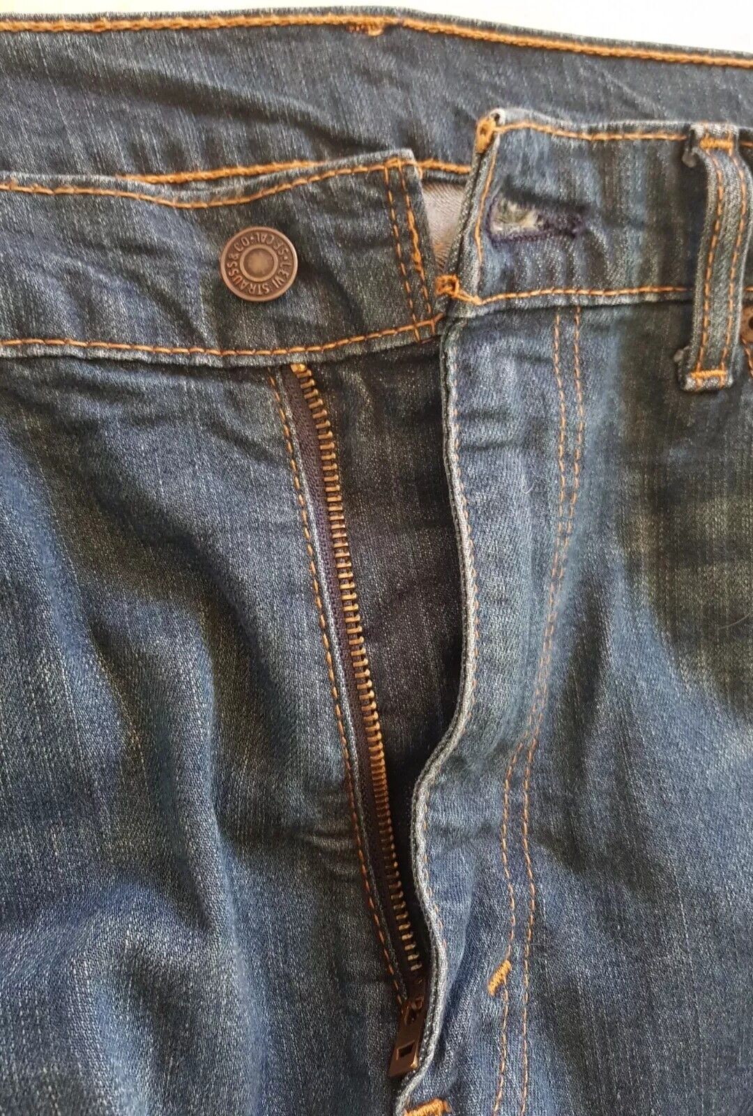 LEVIS 505 Jeans Mens W 36 L 32 Vintage Blue Stretch Denim Red Tab Regular Fit