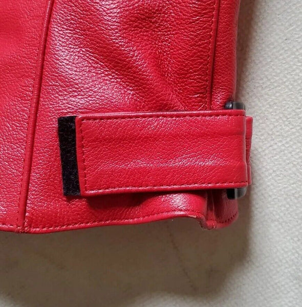 Triumph Leather Biker Jacket Mens S Cafe Racer Red Black White RRP £425