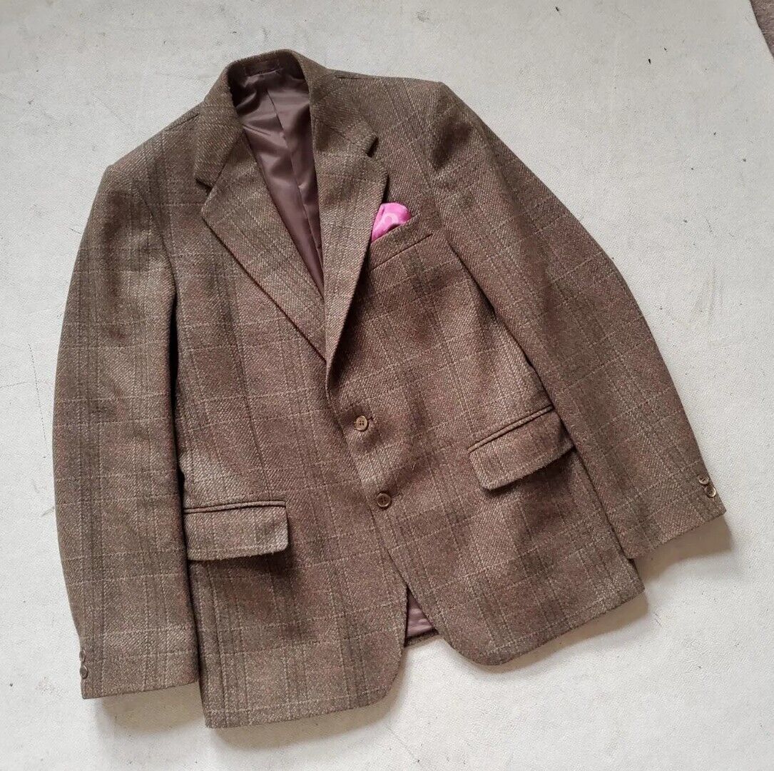 Hardy Aimes Hepworths Jacket Blazer Mens 40 Green Wool Window Pane Check