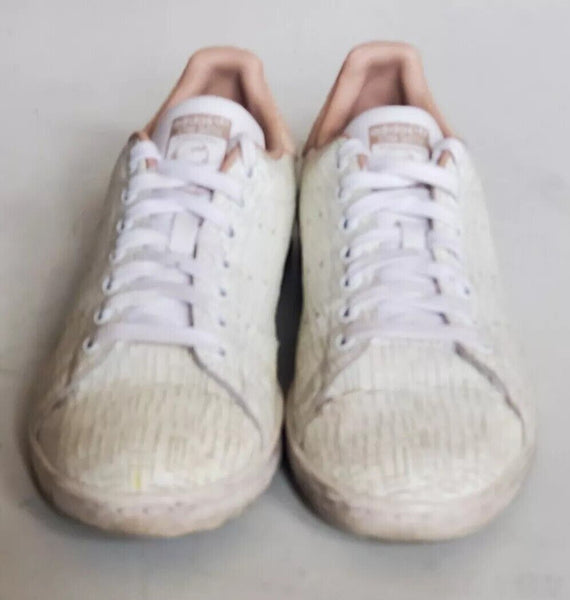ADIDAS Stan Smith Womens Uk 6 Eu 39 White Striated Leather Pink Suede