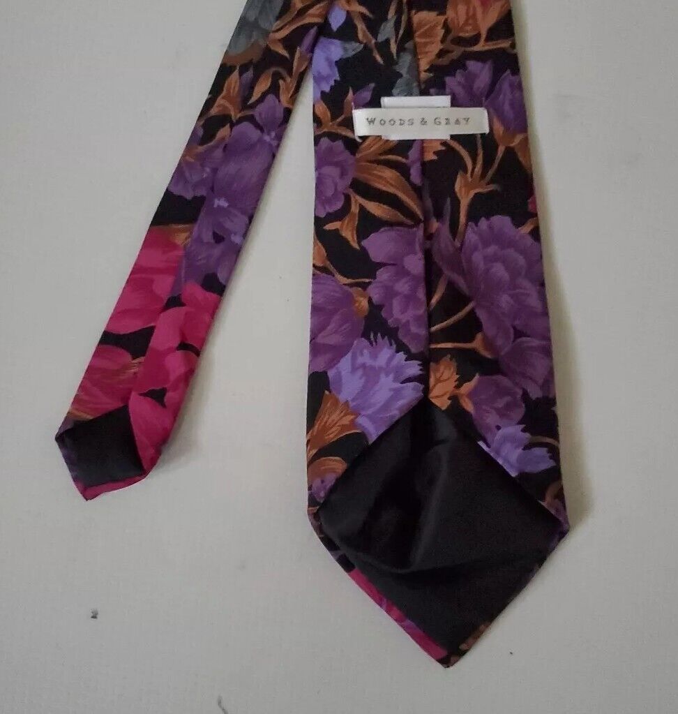 VINTAGE WOODS GREY TIE Made in England Genuine 1990's