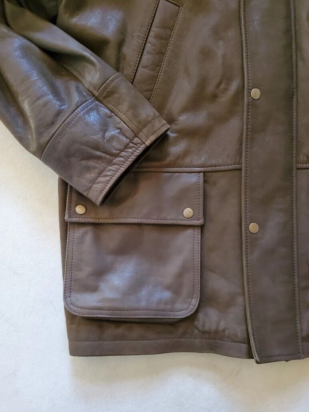 Olly And Co Leather Coat Mens S Field Jacket Green