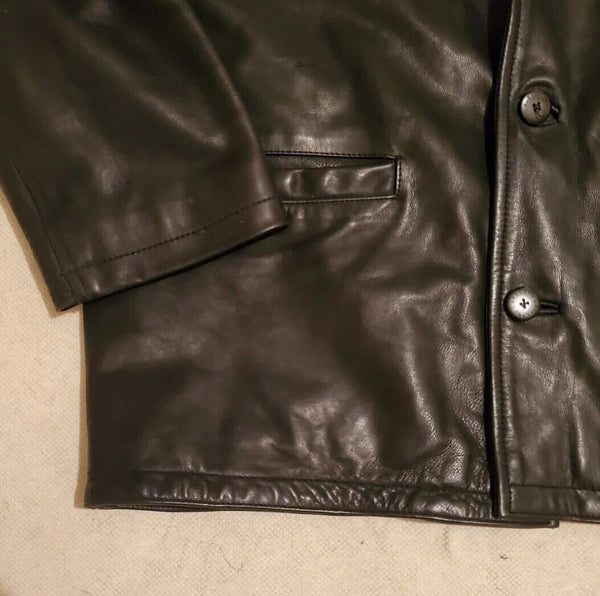 LAKELAND Leather Field Jacket Coat Mens M Black Heavyweight Quilted Lining