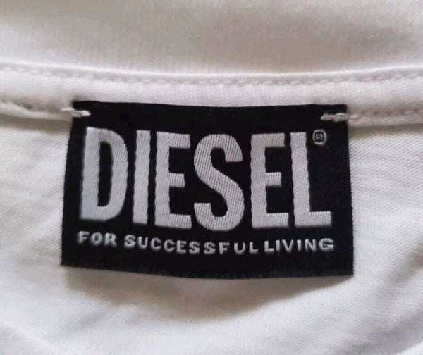 DIESEL T Shirt Tshirt Mens XS Alphabet White Cotton Regular Fit New With Tags