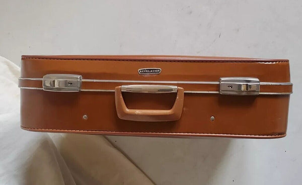 Vintage Antler Revelation Suitcase Set Med Case Xl Vanity Tan Leather Look 50's