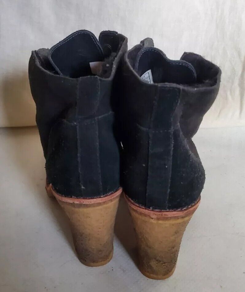 UGG Sofia Boots Heeled Laced Womens Uk 5.5 Black Suede Shearling Lining