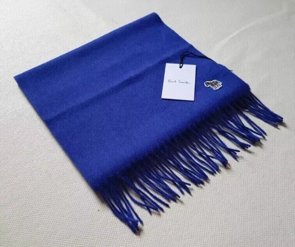 PAUL SMITH Scarf Zebra Royal Blue Pure Lamswool Made in UK