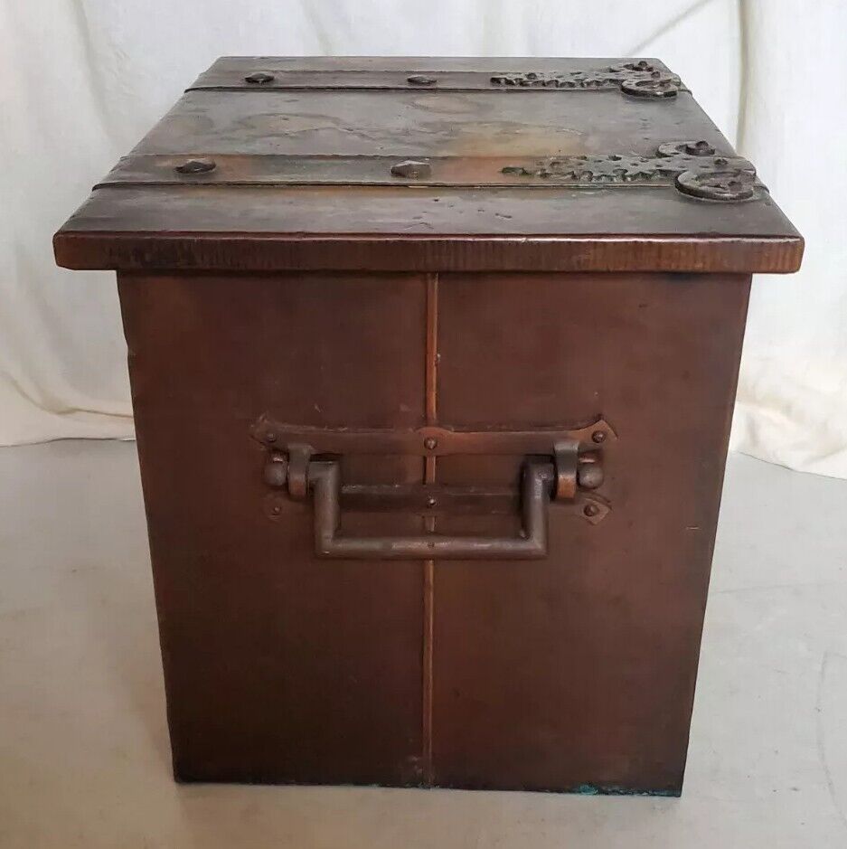 Antique Vintage Trunk Chest Copper Over Wood Mid Size Bespoke UK 1830's